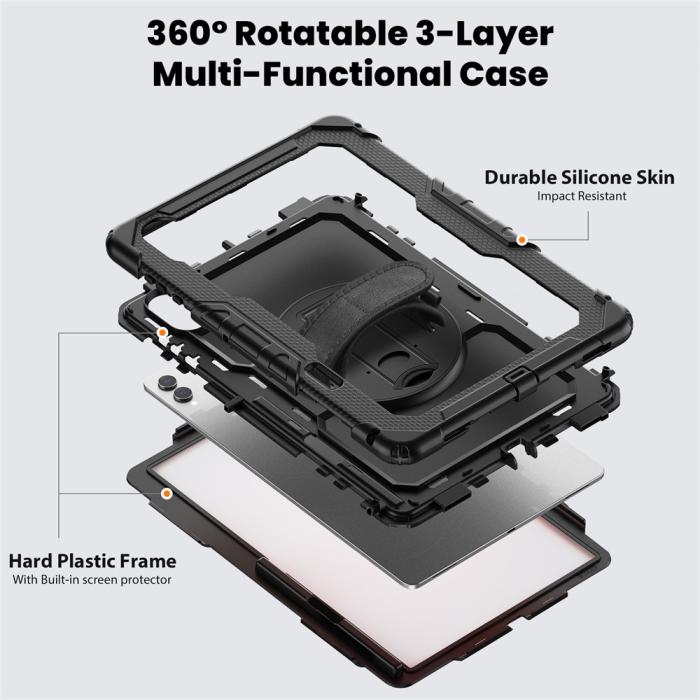 Bild 2, Galaxy Tab S11 Ultra Skal 360 Shockproof Hybrid Kickstand Svart