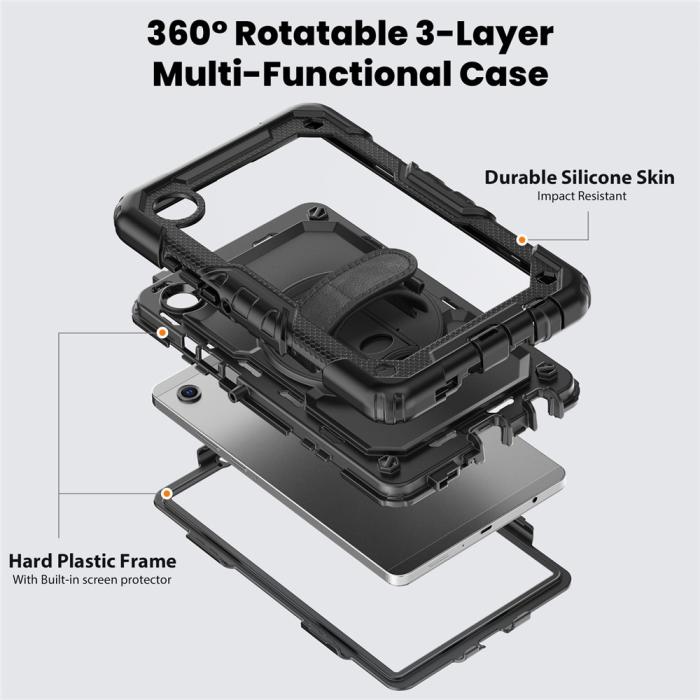 Bild 3, Galaxy Tab A11/A9 Skal 360 Shockproof Hybrid Kickstand Svart