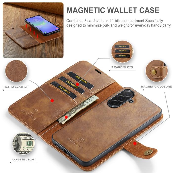 Bild 5, DG.MING Samsung Galaxy A37 5G 2in1 Fodral / Skal Brun