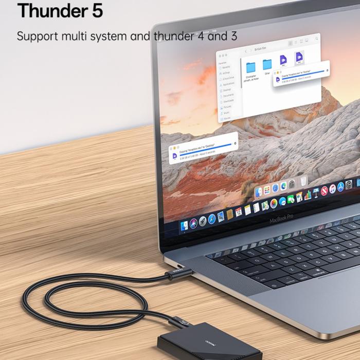 Bild 5, YESIDO 1m Thunderbolt 5 Kabel USB-C - USB-C 240W Svart