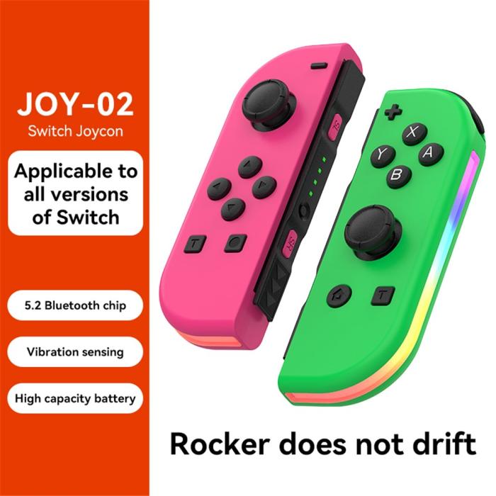 Bild 2, Nintendo Switch Joy-Con Kontroll RGB Rosa / Grön