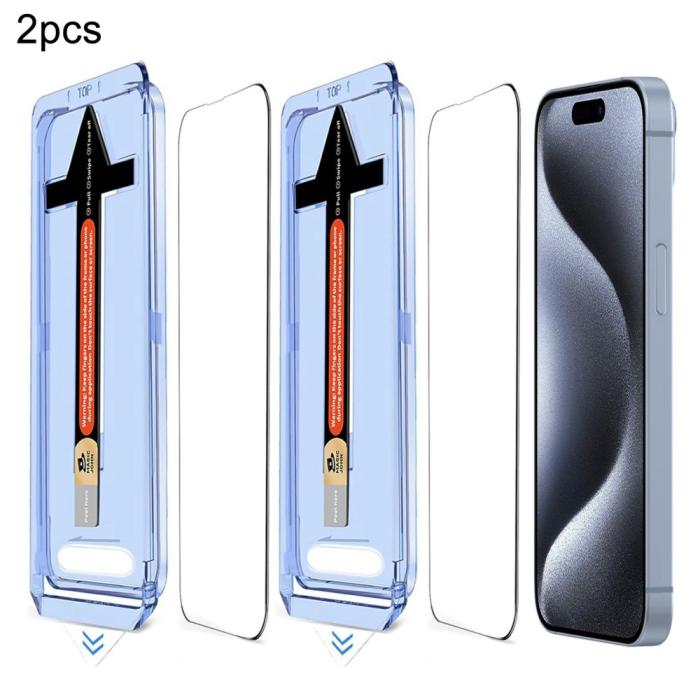Bild 1, iPhone 15 Pro Max 2-PACK Skärmskydd Heltäckande Härdat Glas