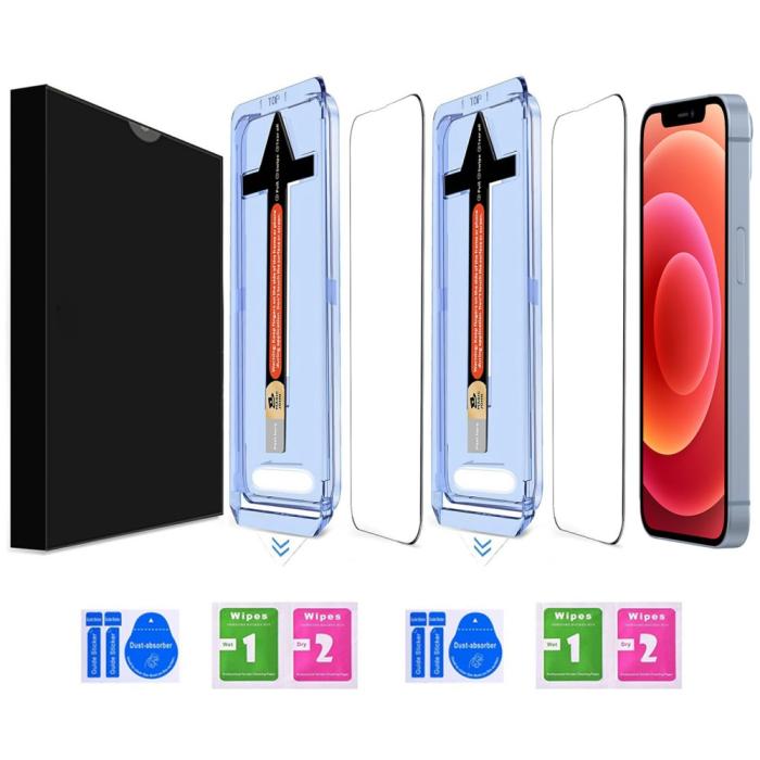 Bild 2, iPhone 12/12 Pro 2-PACK Skärmskydd Heltäckande Härdat Glas