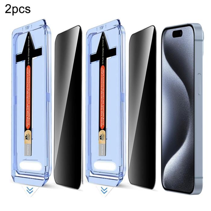 Bild 1, iPhone 15 Pro 2-PACK Skärmskydd Härdat Glas Privacy