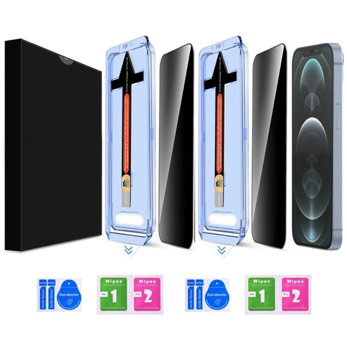 Bild 2, iPhone 12 Pro Max 2-PACK Skärmskydd Härdat Glas Privacy