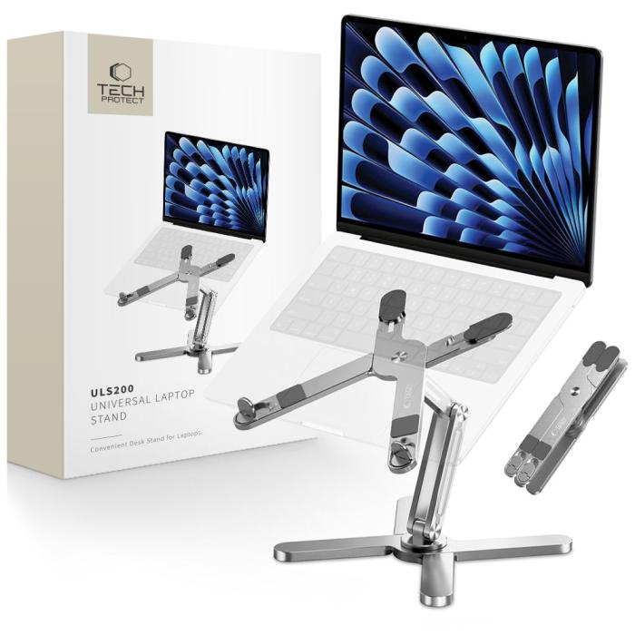Bild 1, Tech-Protect Laptop Stativ Justerbart Universal Silver