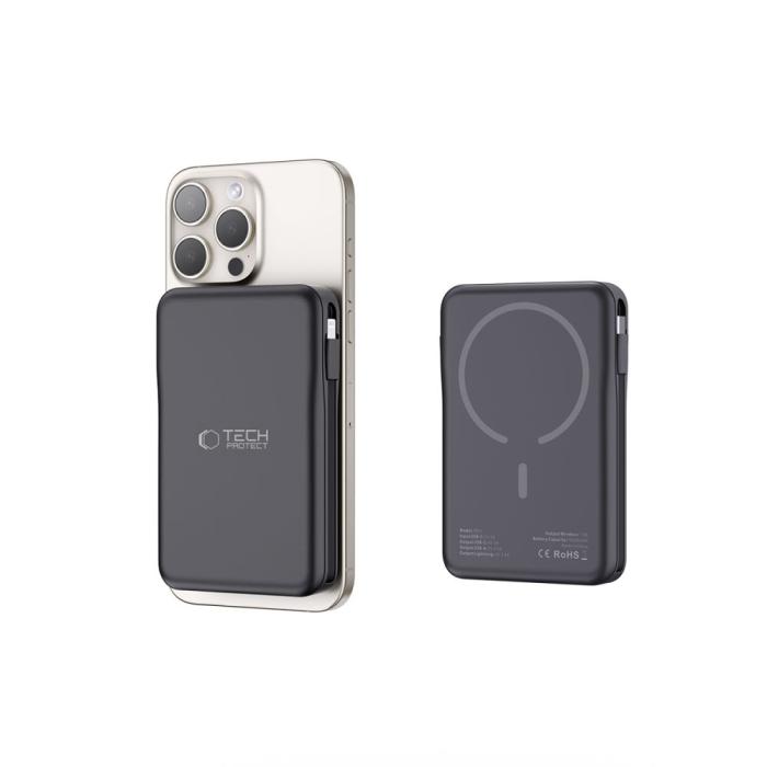 Bild 5, Tech-Protect 10000 mAh MagSafe Powerbank LifeMag Svart
