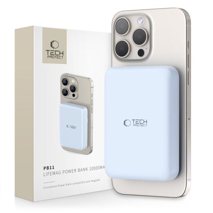 Bild 1, Tech-Protect 10000 mAh MagSafe Powerbank LifeMag Blå