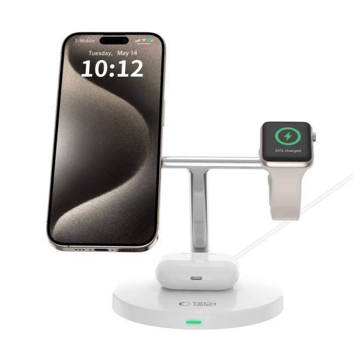 Bild 3, Tech-Protect 15W Qi 3in1 Trådlös MagSafe Laddare Vit
