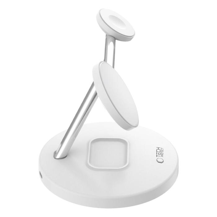 Bild 5, Tech-Protect 15W Qi 3in1 Trådlös MagSafe Laddare Vit