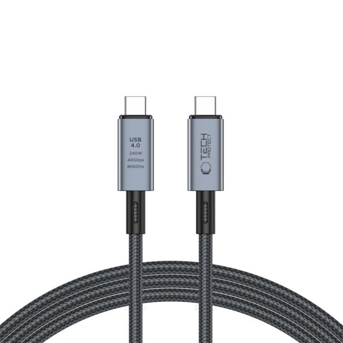 Bild 1, Tech-Protect 2 m 240W PD 8K USB-C/USB-C Kabel UltraBoost Grå