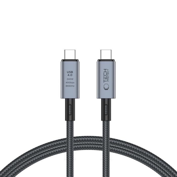 Bild 1, Tech-Protect 1 m 240W PD 8K USB-C/USB-C Kabel UltraBoost Grå