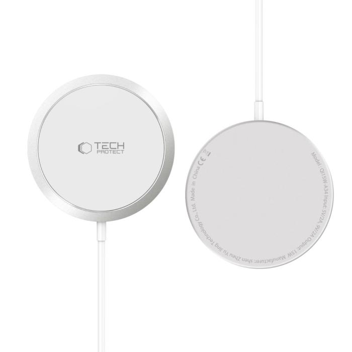 Bild 3, Tech-Protect 15W Qi Magnetisk MagSafe Laddare Trådlös Vit