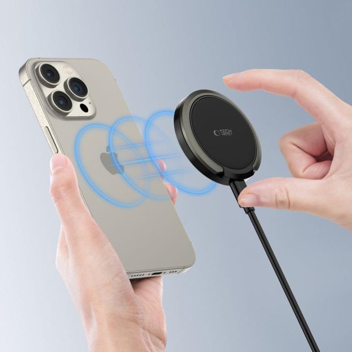 Bild 5, Tech-Protect 15W Qi Magnetisk MagSafe Laddare Trådlös Svart