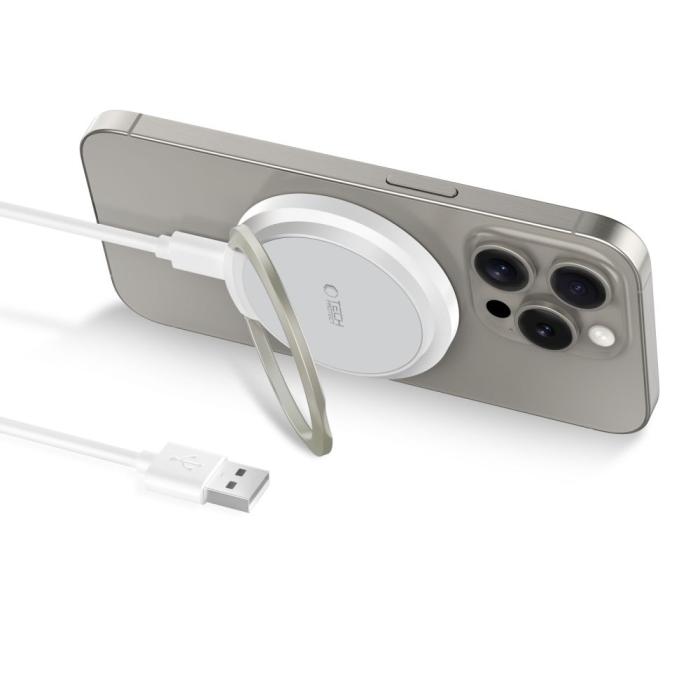 Bild 2, Tech-Protect 15W Qi Magnetisk MagSafe Laddare Trådlös Vit