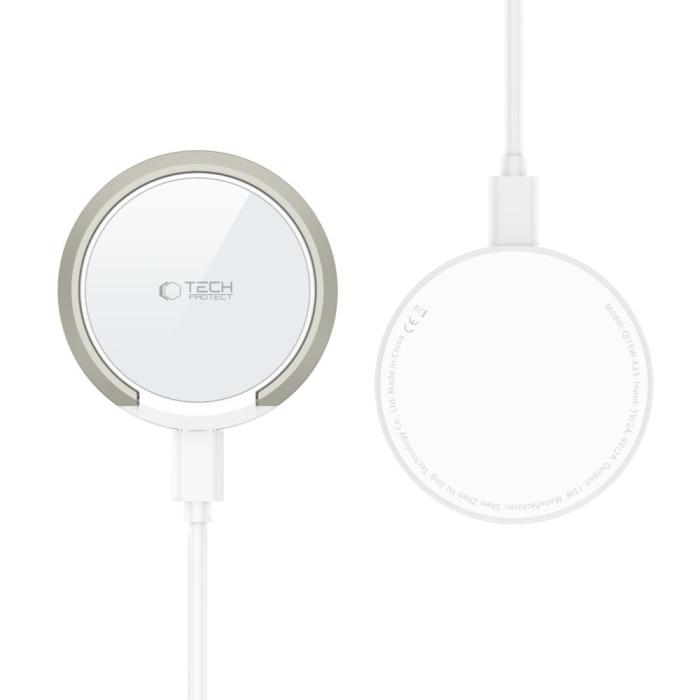 Bild 4, Tech-Protect 15W Qi Magnetisk MagSafe Laddare Trådlös Vit