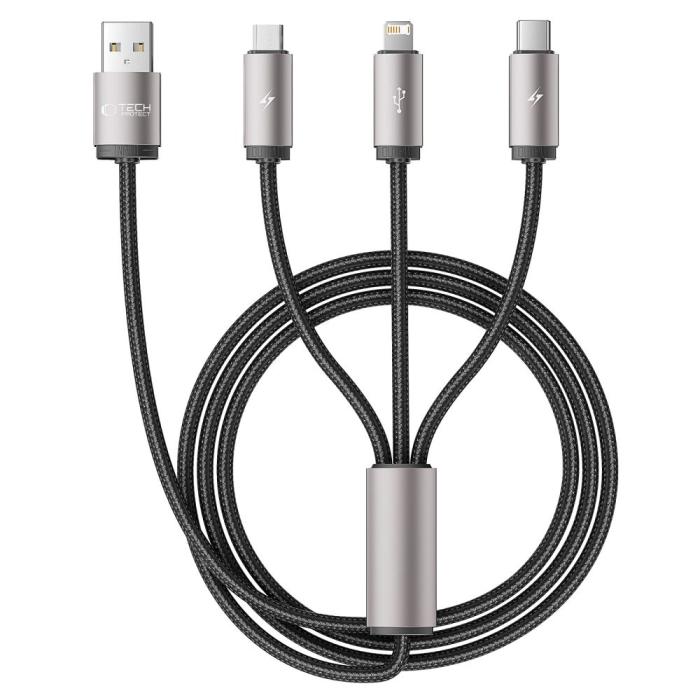 Bild 1, Tech-Protect 1 m 3.5A 3in1 USB-C/Lightning/Micro Kabel UltraBoost