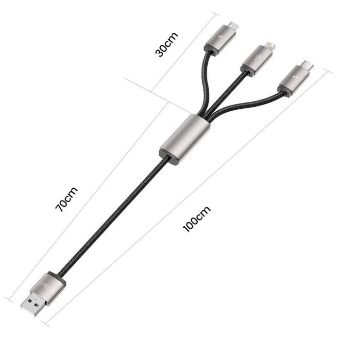 Bild 3, Tech-Protect 1 m 3.5A 3in1 USB-C/Lightning/Micro Kabel UltraBoost