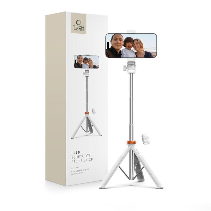 Bild 1, Tech-Protect Bluetooth Selfie Stick Tripod Vit