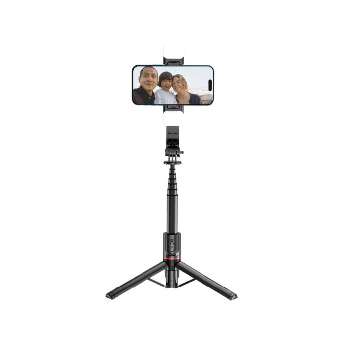 Bild 2, Tech-Protect Bluetooth Selfie Stick Tripod Med Led Light Svart