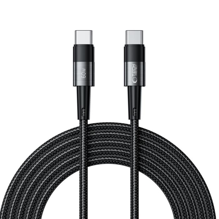 Bild 1, Tech-Protect 3 m 60W/3A PD USB-C - USB-C Kabel UltraBoost Grå