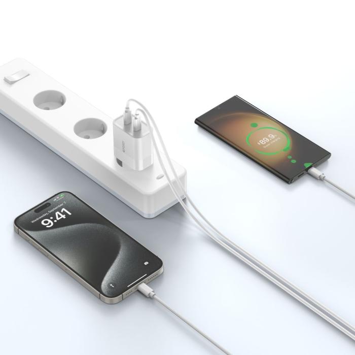 Bild 3, Tech-Protect 20W PD 2x USB-C Väggladdare Svart