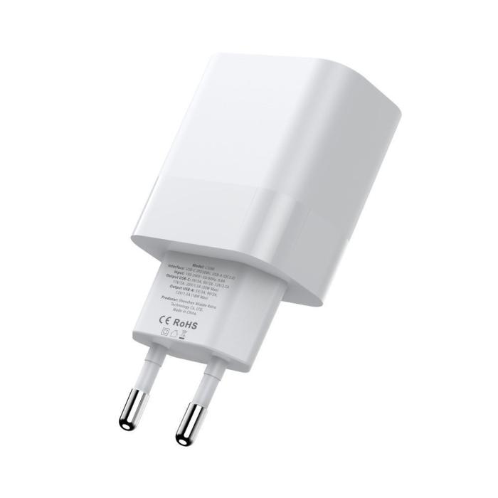 Bild 4, Tech-Protect 20W PD 2x USB-C Väggladdare Vit