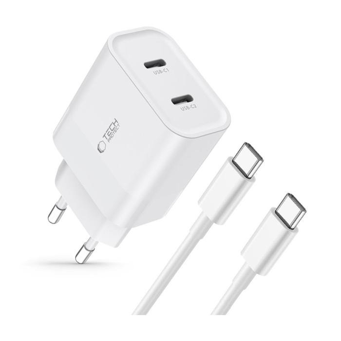 Bild 2, Tech-Protect 20W Väggladdare PD Inkl. USB-C Kabel Vit