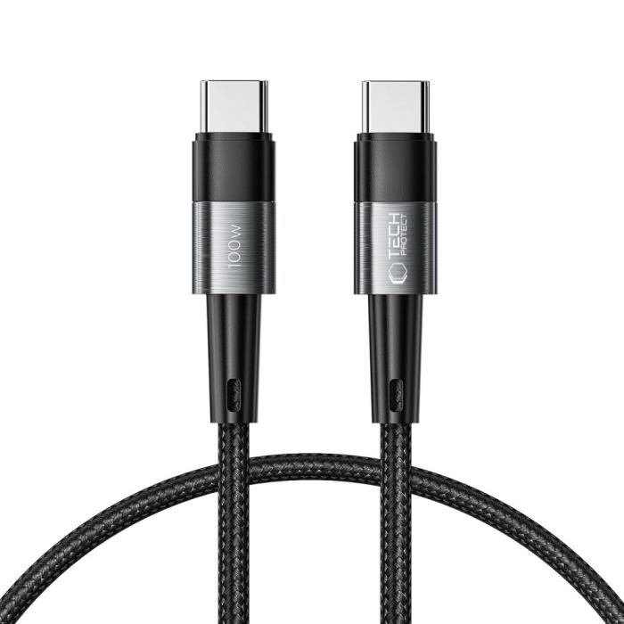 Bild 1, Tech-Protect 0.25 m 100W/5A PD USB-C - USB-C Kabel UltraBoost Grå