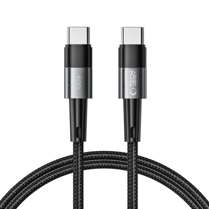 Bild 1, Tech-Protect 1 m 100W/5A PD USB-C - USB-C Kabel UltraBoost Grå