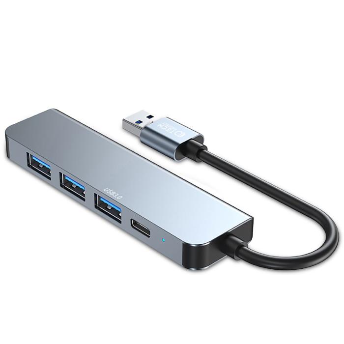 Bild 1, Tech-Protect 5in1 USB-A Hub USB-C / USB-A Grå