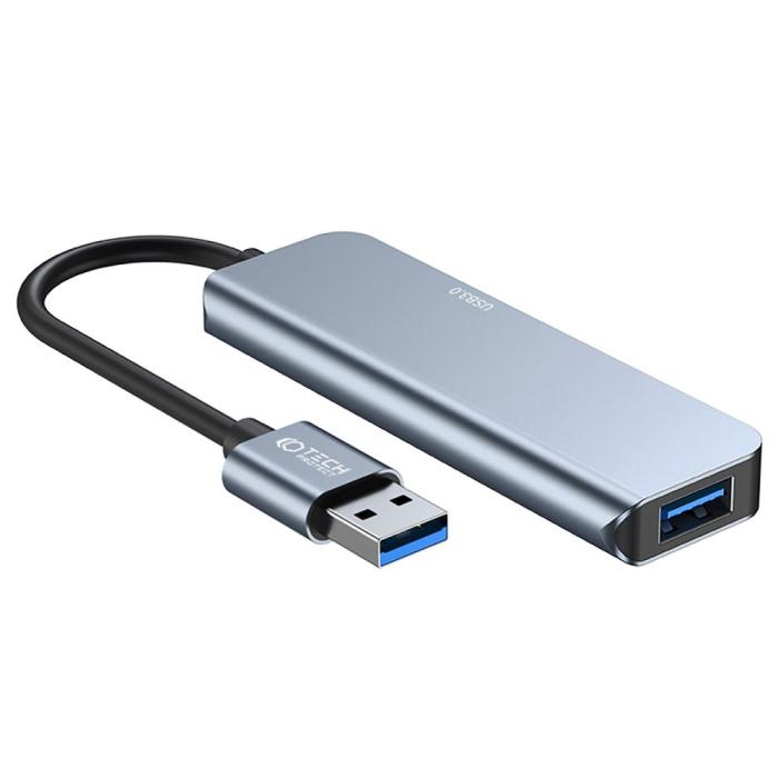 Bild 2, Tech-Protect 5in1 USB-A Hub USB-C / USB-A Grå