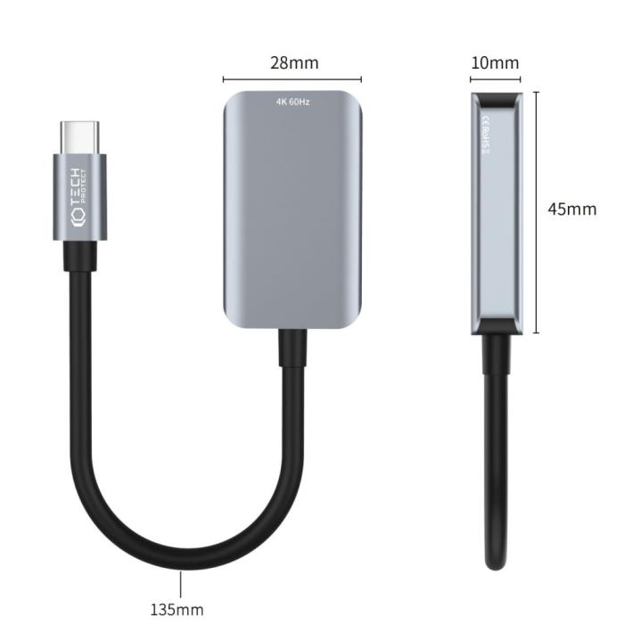 Bild 5, Tech-Protect USB-C-HDMI 4K 60Hz Adapter UltraBoost Svart