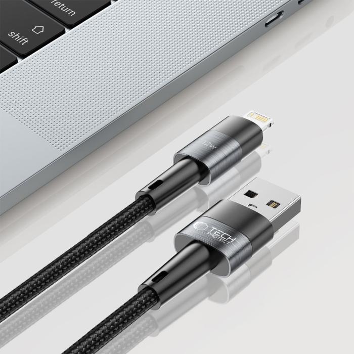 Bild 3, Tech-Protect 2 m 12W/2.4A Lightning Kabel UltraBoost Grå
