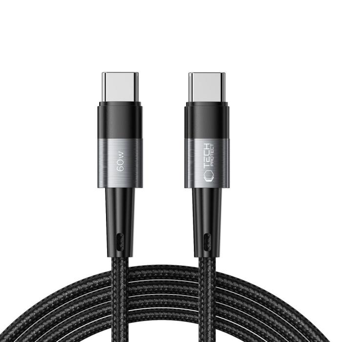 Bild 1, Tech-Protect 2 m 60W/3A PD USB-C - USB-C Kabel UltraBoost Grå