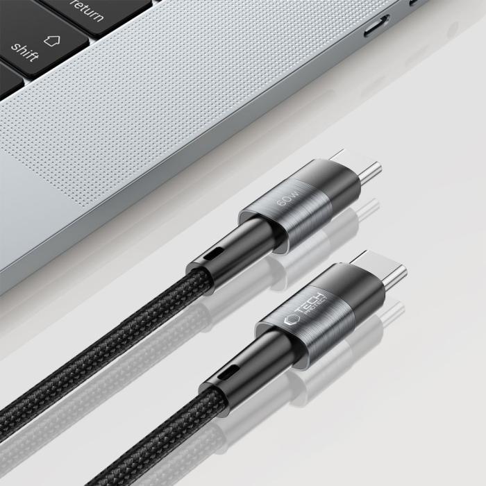 Bild 4, Tech-Protect 1 m 60W/3A PD USB-C - USB-C Kabel UltraBoost Grå