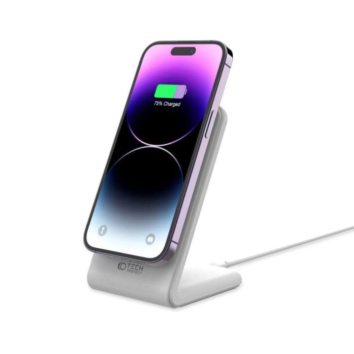 Bild 2, Tech-Protect 15 Qi Trådlös Magnetisk MagSafe Laddare Vit