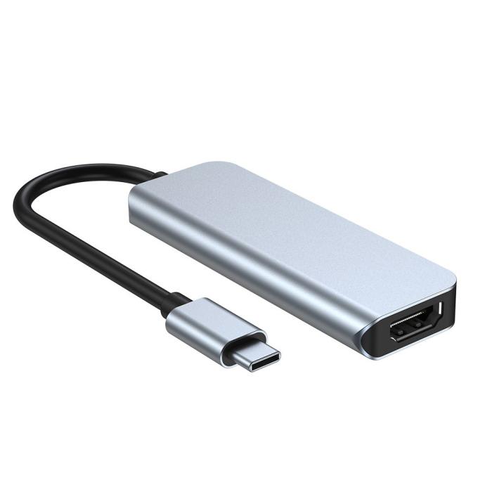 Bild 4, Tech-Protect 4in1 USB-C Hub USB-A / HDMI / USB-C Grå