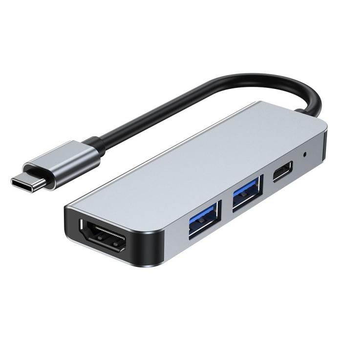 Bild 5, Tech-Protect 4in1 USB-C Hub USB-A / HDMI / USB-C Grå