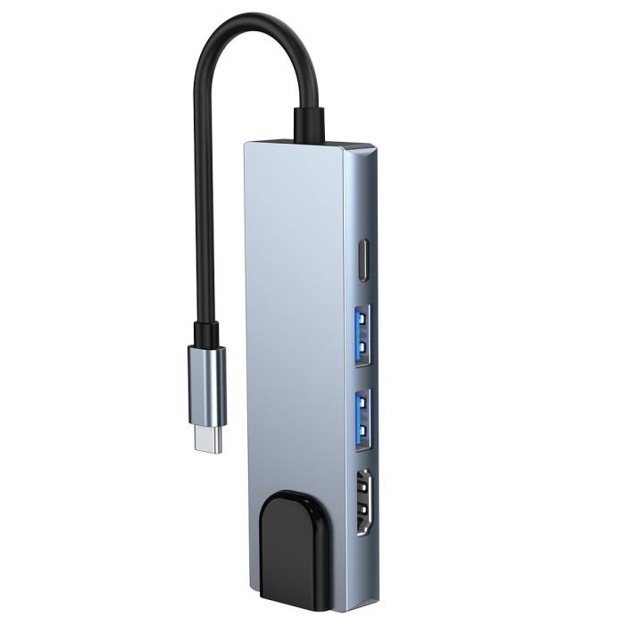 Bild 5, Tech-Protect 5in1 USB-C Hub USB/HDMI/Ethernet/USB-C Grå