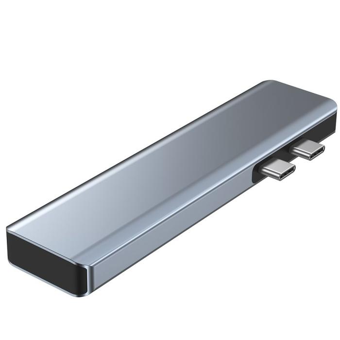 Bild 4, Tech-Protect 7in1 USB-C Hub USB/HDMI/Minneskortläsare/USB-C Grå