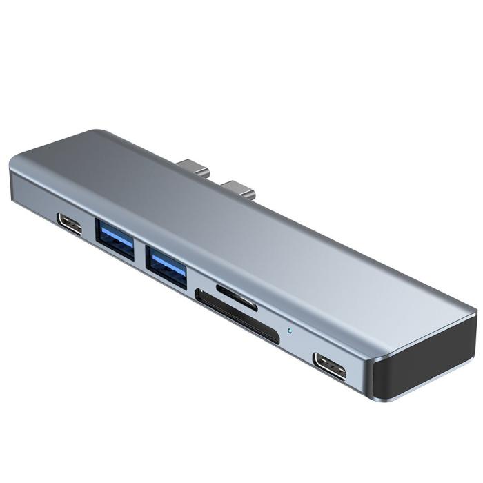 Bild 6, Tech-Protect 7in1 USB-C Hub USB/HDMI/Minneskortläsare/USB-C Grå