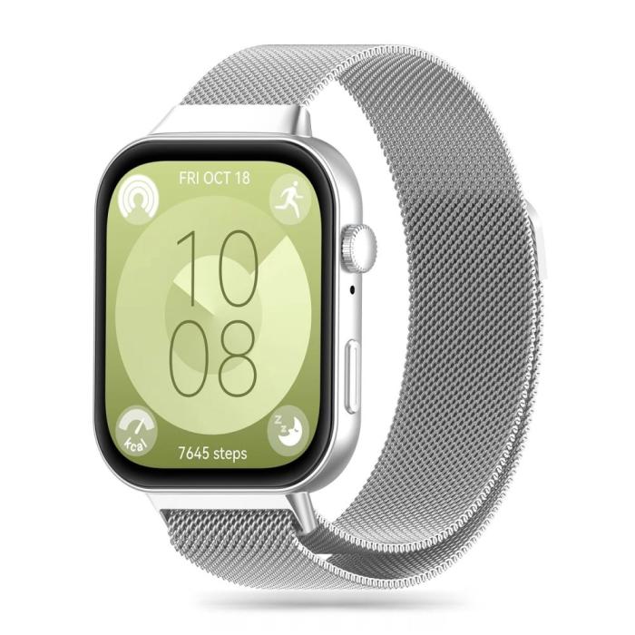 Bild 1, Tech-Protect Huawei Watch Fit 3 Armband MilaneseBand Silver
