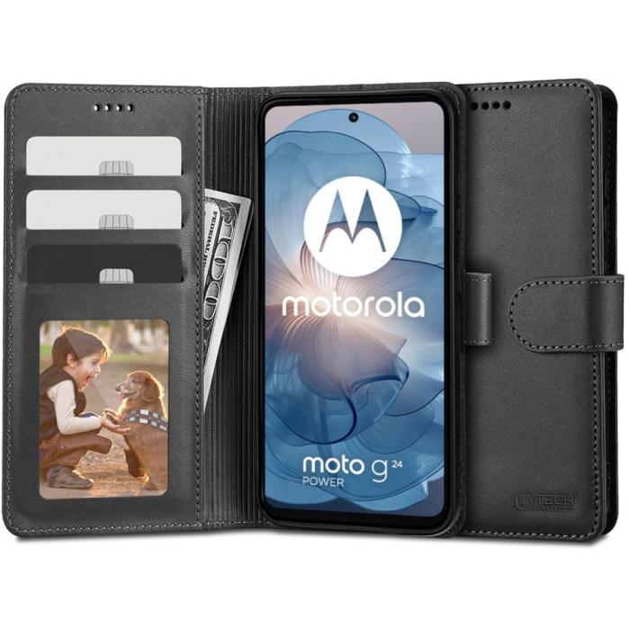 Bild 1, Tech-Protect Motorola Moto G24/G04 Fodral Läder Svart