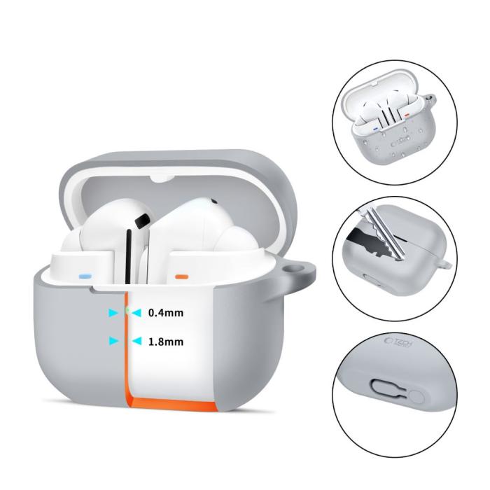 Bild 2, Tech-Protect Galaxy Buds 3/3 Pro Skal Silikon Hook Crayon Grey