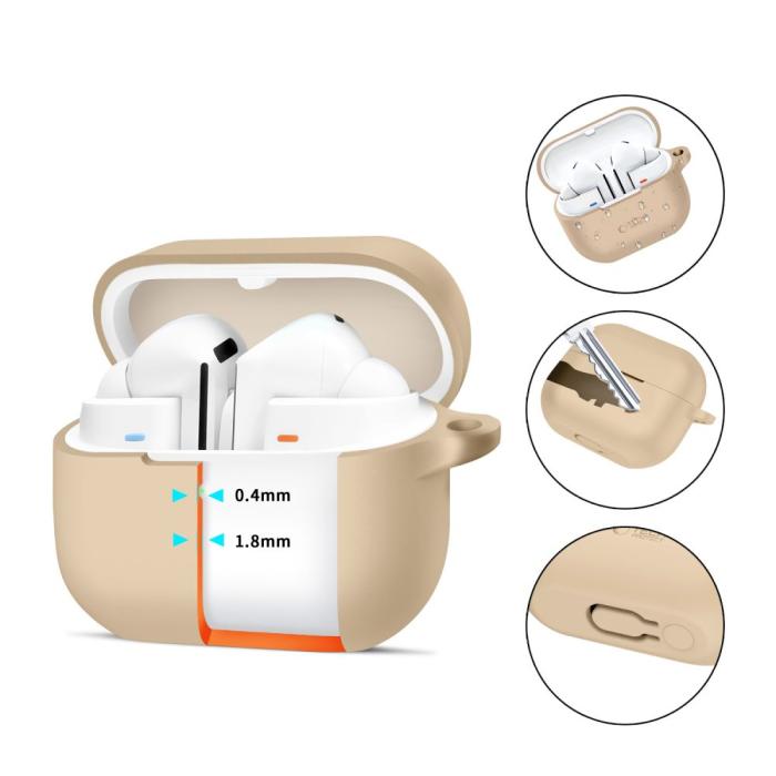 Bild 2, Tech-Protect Galaxy Buds 3/3 Pro Skal Silikon Hook Caffe Latte