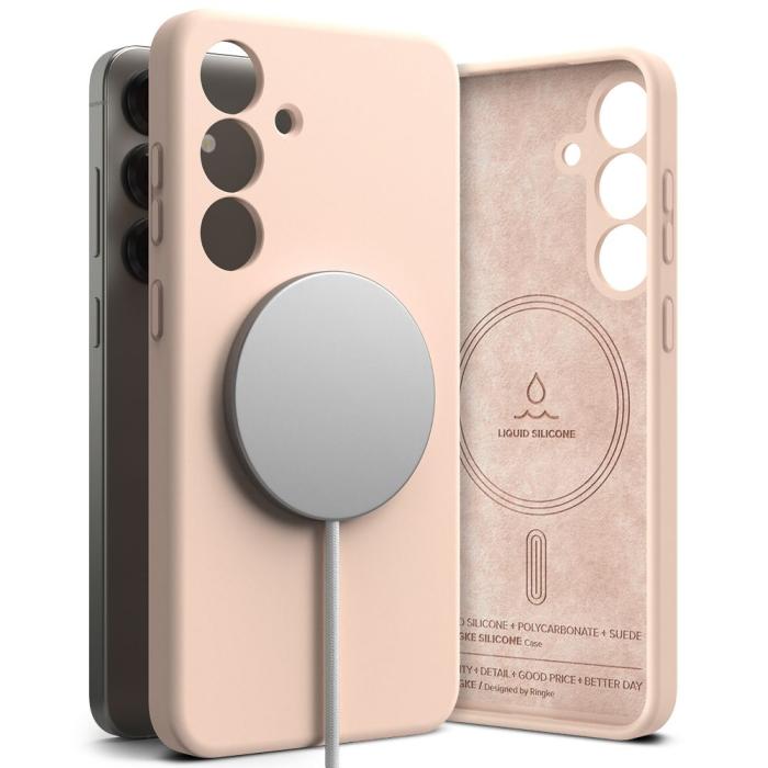 Bild 1, Ringke Galaxy S25 Skal MagSafe Silicone Pink Sand