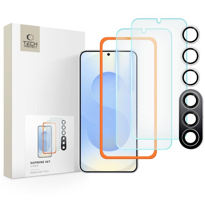 Bild 1, Tech-Protect Galaxy S25 Plus 3-PACK Skärmskydd/Linsskydd