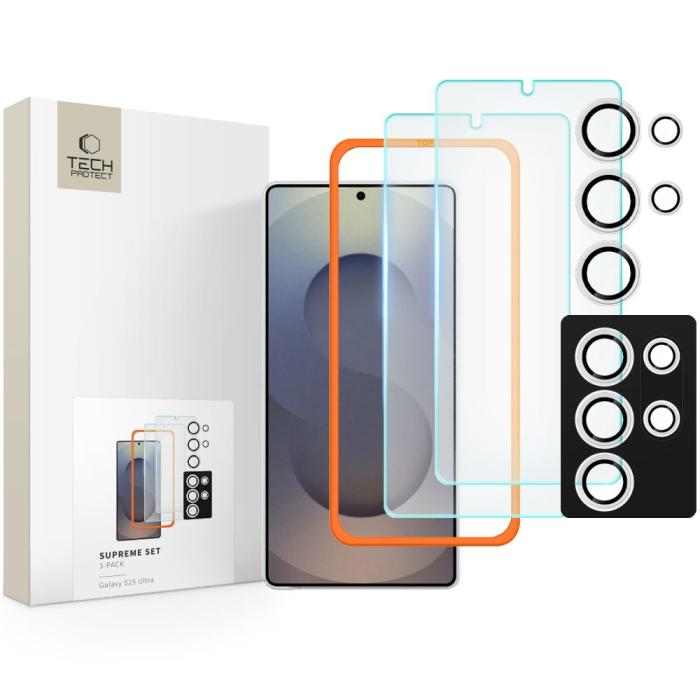Bild 1, Tech-Protect Galaxy S25 Ultra 3-PACK Skärmskydd/Linsskydd