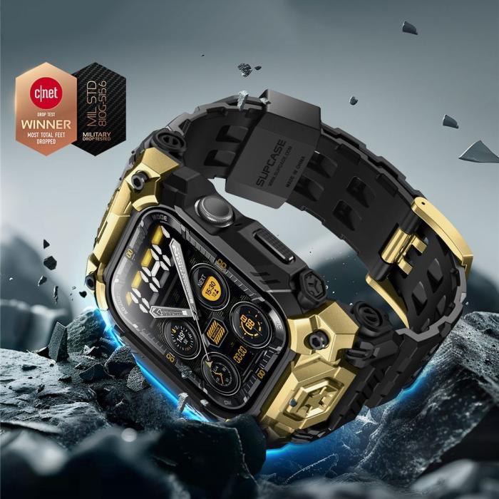 Bild 3, Supcase Apple Watch 10 46 mm Armband Unicorn Beetle Ore Guld